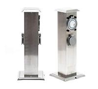 Columna enchufes jardín 2 Tomas corriente Acero inoxidable Temporizador Accesorios exterior IP44