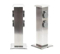 Columna enchufes jardín 4 Tomas corriente Acero inoxidable Accesorios exterior Enchufe exterior IP44