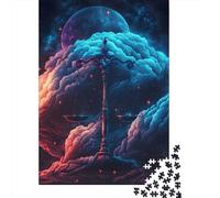 Columna Fantástica Entre Nubes Puzzle de 1000 Piezas Papel para Adultos Escena Nocturna de Ensueño Set de Puzzle 1000 Piezas Relajante Familiar Decorativo Regalo 38x26cm/1000pcs
