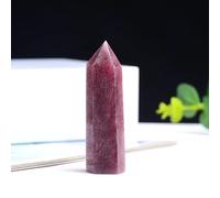 Columna hexagonal de cristal fresa con punta de cristal natural, colección de varita y decoración del hogar, 1 unidad, borgoña, 71-80 mm