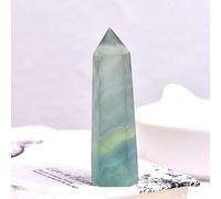 Columna hexagonal de cristal fresa con punta de cristal natural, colección de varita y decoración del hogar, 1 unidad, verde claro, 50-60 mm