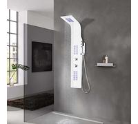 Columna panel de ducha aluminio blanco 20x44x130 cm,Bricolaje,Fontanería,Piezas y herramientas para componentes de fontanería,Artículos de ducha,Boquillas de chorro para bañeras y duchas-142995