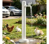 Columna Redonda Blanca con Grifo, Resistente a Las heladas, Grifo de Agua Exterior, Montaje en Suelo, Poste de Grifo de Agua de Acero Inoxidable, Columna de Agua Vertical