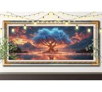 Columpio 5D Kit de Diamond Painting, DIY Pintura de Diamante Adultos,Paisaje Arte de Diamantes para Pintar por Números, Dibujos con Mosaicos de Cristal para Decoración de Pared (50x150cm) 61F-5137
