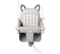 Columpio colgante de madera para bebé con cinturón de seguridad suave, cómodo asiento de columpio infantil para uso en interiores y exteriores, altura ajustable, incluye accesorios de montaje