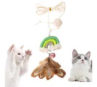 Columpio colgante para gatos - Juguete para gatos con columpio arco iris, juguete interactivo de plumas para gatos y gatitos juguetones, ideal para colgar