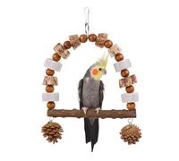 Columpio de Arco con Bloques y Piedra Mineral, Columpio Accesorio de Jaula para pájaros con piñas, Hamaca Colgante para pájaros, Juegos para pinzones, periquitos, periquitos y cacatúas