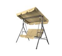 Columpio de Exterior de Tres plazas, cómodo con Capucha y cojín, balancín Ideal para jardín, terraza y balcón, Estructura de Acero Antracita y Tela Beige, 113 x 170 x 156 cm
