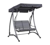 Columpio de jardín de Acero con Tela Gris 2 plazas con Dosel Resistente a la Intemperie Tesero