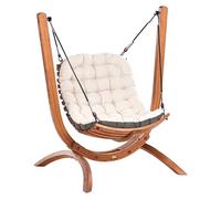 Columpio de jardín de Madera de alerce Asiento tapizado de poliéster Muebles de Exterior de Estilo rústico marrón y Beige Claro Alliste