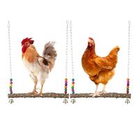 Columpio de madera natural para aves de pollo, 2 piezas, soportes de madera para pollo, columpios de loro, accesorios de gallinero, columpios de gallinas