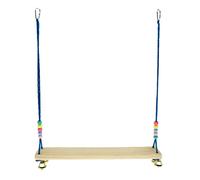 Columpio de madera natural para loro con campanas para jugar a la jaula de masticar, hamaca colgante de madera