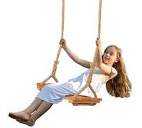 Columpio de Madera para Jardín, Adultos y Niños - Asiento al Aire Libre Con Cuerda Regulable para Interiores y Exteriores - Hasta 150kg