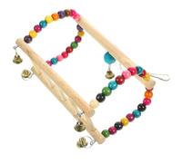 Columpio de Madera para Loros Cuentas, Juguete Colgante para Jaula | Apto para Aves Pequeñas, Ayuda al Equilibrio, Función de Mordida, Acabado en Madera Natural