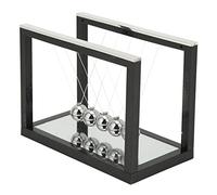 Columpio de péndulo Newton, juguete físico de ciencia grande Newton Cradle Balance Balls con 5 bolas de hierro y base de espejo, aliviar el estrés, 15,8 x 8,4 x 11,6 cm