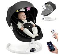 Columpio eléctrico para bebé, 5 ajustes de columpio, 3 ángulos ajustables | 12 melodías, balanceo activado por movimiento, control remoto, temporizador de 8/15/30 minutos, para recién nacidos de 0 a 6