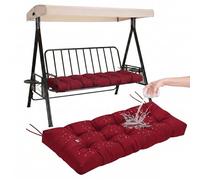 Columpio impermeable para porche de 31 x 15 pulgadas, asiento de 3 pulgadas con lazos para exteriores, interiores, piel, Loun ChaWicker ChaBay ventana, color rojo