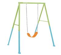Columpio Infantil 2 en 1 con Asiento Reforzado y Cinturón, 170x235x200 Cm, Verde, Azul y Naranja