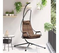 Columpio infantil de Hollywood, banco mecedora, silla de huevo colgante, color café, 94 x 107 x 196,5 cm, acero, para patio trasero, jardín, balcón, diseño minimalista, fácil de mantener