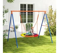 Columpio Infantil De Jardín Outsunny, Columpio Nido Para 1 O 2 Niños Con Estructura Met Urica Reforzada En Forma De a