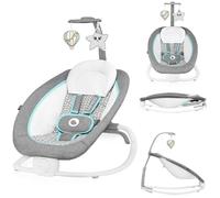 LIONELO Pascal baby bouncer delicadas vibraciones 12 melodías incorporadas con control de volumen ajuste del respaldo barra de juguetes interactivos plegable a tamaño compacto (Grey Scandi)