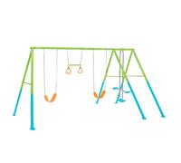 Intex Columpio Doble, Estructura Metal, con balancín Doble Plaza y Trapecio, Altura Regulable, hasta 240 kg, Columpios niños 3-10 años, Juegos Exterior, Certificado CE (59002)