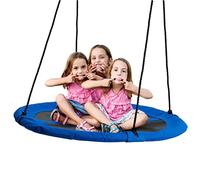 Columpio Nido Grande para Niños y Adultos (110 cm, 180 kg) - Columpio de Red Redondo para Exterior e Interior con Kit de Cuerdas - Asiento Suspendido para Árbol, Parque y Jardín