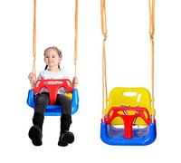 Columpio para bebés, columpio de bebé niños 3 en 1, asiento de bebe columpio con respaldo y cinturón de seguridad, de 6 meses a 6 años, swing set columpio interior exterior (azul 3 en 1)