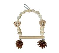 Columpio para loro, columpio de arco con cuentas con campanas o conos de pino, accesorios de jaula para periquitos, cacatúas, periquitos, periquitos, conure A