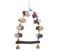 Columpio para Loros Columpio de Puente Colgante para Loros de Madera con Cuentas de Colores y Campanas para periquitos pequeños y medianos Columpios para pájaros de Madera no (Tamaño Mediano 3,8x6,3
