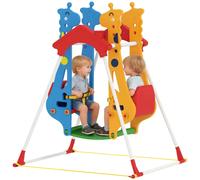 Columpio para niños doble asiento cara a cara acero multicolor 30kg jirafa