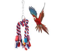 Columpio para Pájaros con Bloques de Nudos Coloridos, Juguete Masticable de Cuerda de Algodón, para Periquito, Cacatúa, Agapornis, Africano Gris