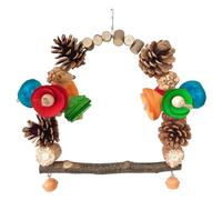 Columpio para pájaros con piñas, mazorca de maíz, puente oscilante de madera colorido para periquitos, juguete de perca para decoración de jaula, juguete