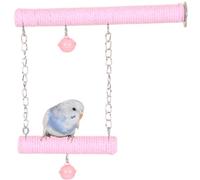 Columpio para pájaros, cuerda de algodón, juguetes colgantes de jaula, adecuado para periquitos pequeños, cacatúas, pájaros del amor, pinzas, conures (rosa)