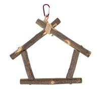 Columpio para Pájaros de Madera, Juguete para Loro con Tronco Natural, 24x33cm - Desarrollo de Inteligencia, Ejercicio y Diversión para Mascotas, Fácil de Instalar