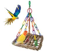 Columpio para pájaros, Hamaca para pájaros | Hamaca con Estera de Pasto Marino para Loros | Juguetes para Masticar pájaros, Columpio para Jaula de pájaros para periquitos, cotorras, pájaros del Amor,