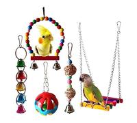 Columpio para pájaros, juguete de jaula de loros, juego de escalera de madera para entrenamiento para pájaros de tamaño pequeño, juego de columpios para cacatúas, grande para periquitos