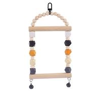 Columpio para pájaros, juguete para masticar, percha de madera natural con cuentas de madera multicolor, campanas para pájaros pequeños, loros
