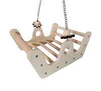 Columpio para pájaros para jaula de 7.1 pulgadas, hamaca de madera natural, juguete para masticar periquitos, juguetes para pájaros pequeños, periquitos, perca de madera, soporte de pie para