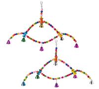 Columpio para pájaros para jaula de madera natural, juguete para loros, escalera, puente colorido para periquitos para pájaros pequeños, cacatúas, casa de pájaros colgante