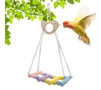 Columpio para periquitos, juguete para loros, madera masticable | Accesorio para jaula de pájaros para mascotas con gancho de metal para periquitos, periquitos, pájaros del amor