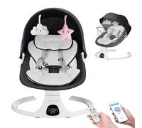 Columpios de bebé para bebés y niños pequeños, columpio eléctrico con 5 velocidades, 3 posiciones de asiento, mosquetón de 5 puntos, con música Bluetooth, 10 melodías preestablecidas, uso en
