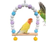 Columpios para loros, columpio para pájaros de madera, Soporte para soporte de entrenamiento Soporte para ejercicios Columpio para loros con campanas, Jaula para perchas para pájaros, juguete pe