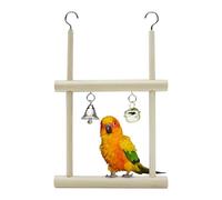 Columpios para pájaros - Percha de Jaula de Madera de 7,87x4,92x0,39 Pulgadas con Campana, Juguetes para periquitos | para Cockatiel Conure Agapornis Canario Guinea Chinchilla Conejito