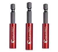 ColumPRO 3 soportes magnéticos de puntas de 60 mm para llave de impacto, vástago hexagonal de 1/4 pulgadas S2 de acero magnético, extensión recta sin doblar la extensión de la broca