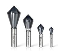 ColumPRO Juego de 4 herramientas de chaflán avellanado de cobalto de un solo extremo, brocas avellanadoras M35 de 90 grados para metal, acero inoxidable, cobre, madera, tablero de fibra, SAE