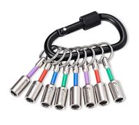 ColumPRO Llavero magnético para brocas (8 unidades), diseño de operación con una sola mano, 1/4 pulgadas, soporte para puntas de destornillador de vástago hexagonal para almacenamiento de herramientas