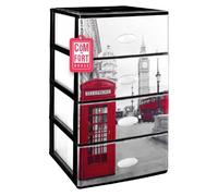 Com-fort house | cajonera apilable de plástico efecto cristal | modelo londres | color negro | modelo de 4 cajones | | (380 x 370 x 626 mm)