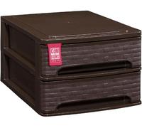 Com-fort house | cajonera apilable de plástico | modelo bambu | color wengue| modelo de 2 cajones