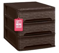 Com-fort house | cajonera apilable de plástico | modelo bambú | color wengue| modelo de 3 cajones
